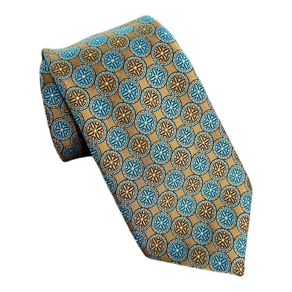 Wemlon By Wembley Vintage Tie Geometric Copper Brown Blue Wide